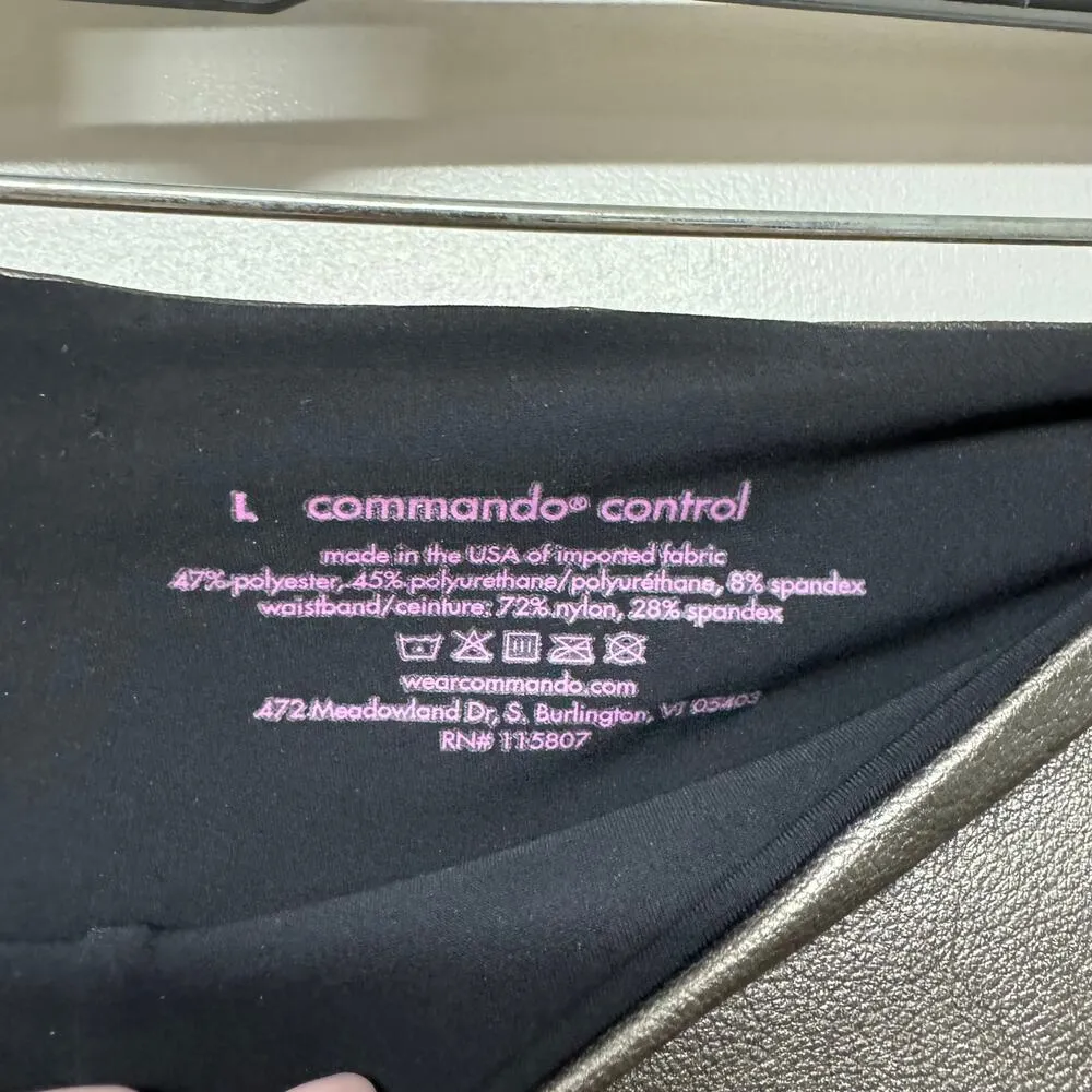 Commando Control Womens Metallic Pewter Vegan Leather Shaping Leggings Large - Image 5