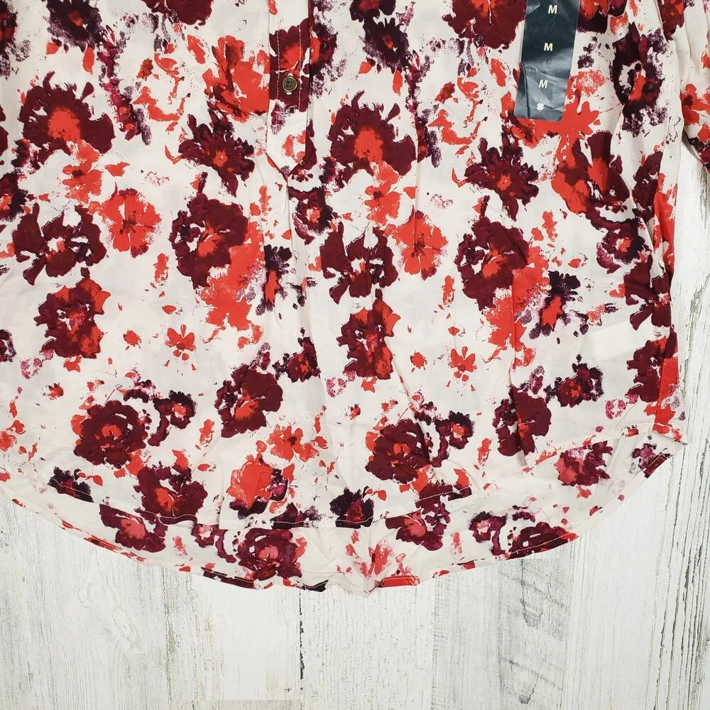 NWT Lucky Brand Half Button Floral Long Sleeve Tunic Top Women's Size Medium - Image 4