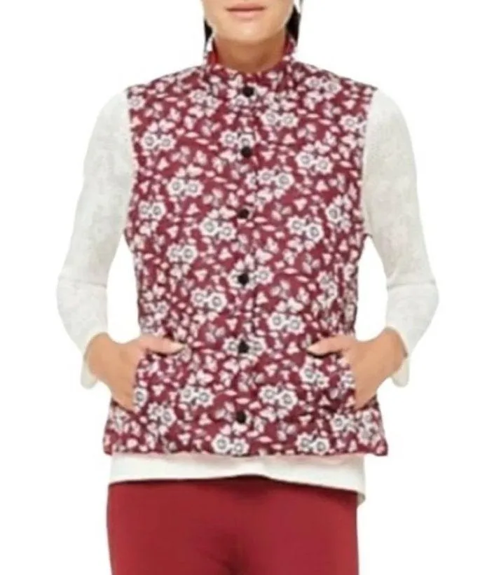 Kate Spade So Foxy Reversible Quilted Snap Front Vest Floral NWT Women's Size XL - Image 13