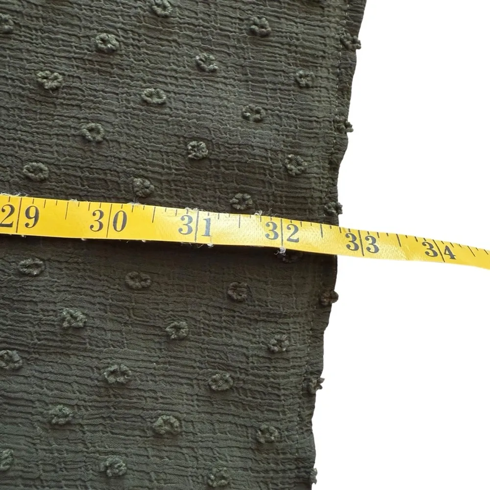 Loft Army Green Long Sleeved Swiss Dot Swing Dress Small Petite Casual Modest - Image 12