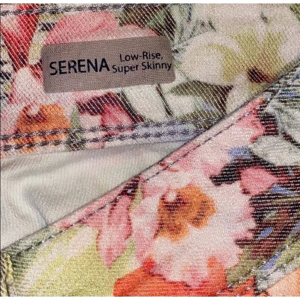 Mavi Serena jeans blue pink yellow bird floral skinny jeans size 27 - Image 4