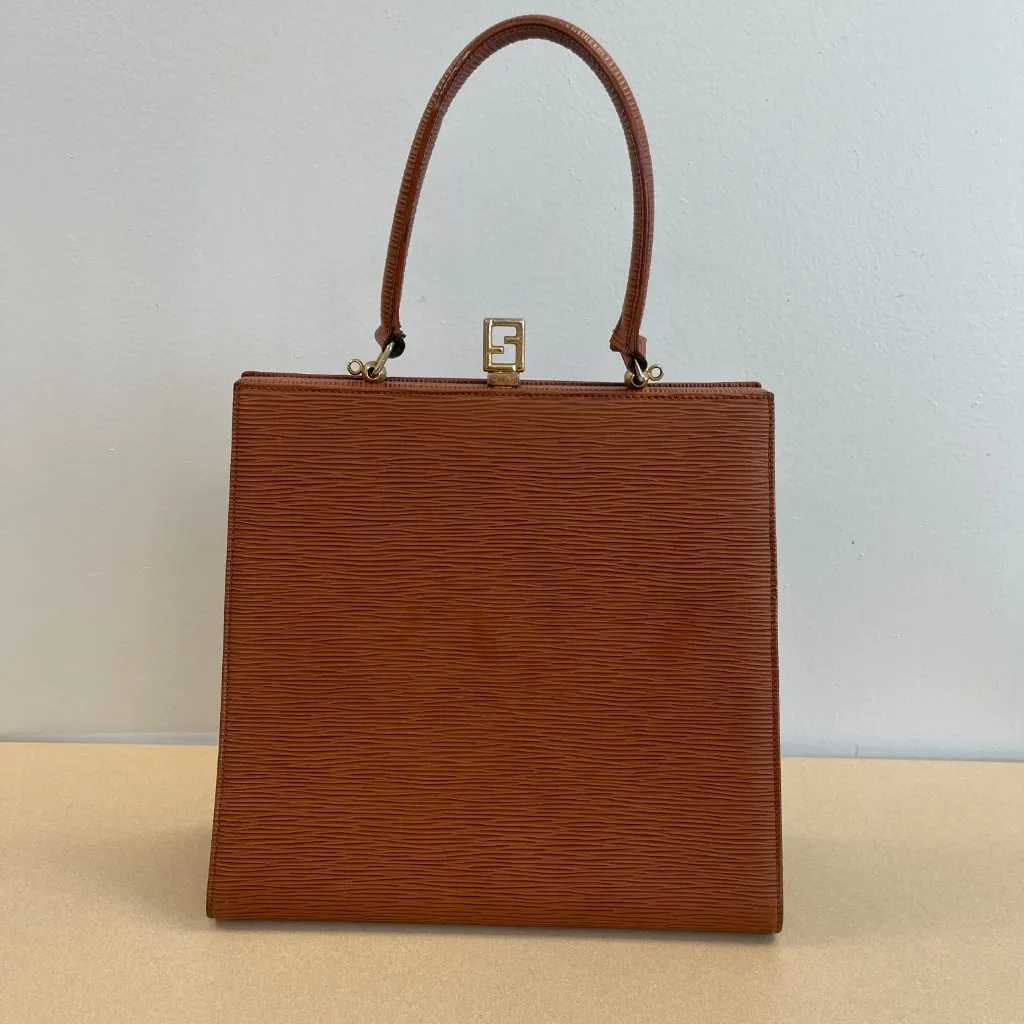 Fendi Vintage Brown Epi Leather Top Handle Bag - Preowned - Image 2
