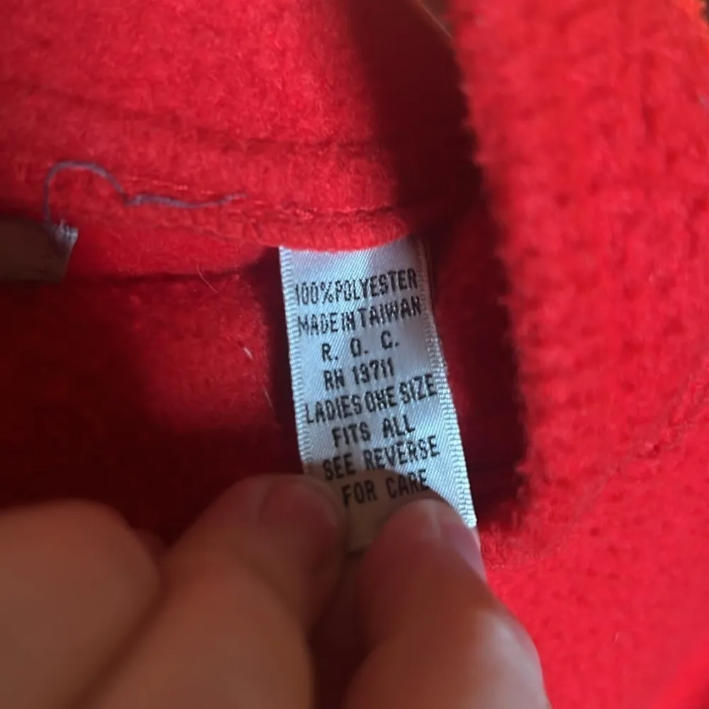 Vintage Amanda Smith Red Fleece Poncho Cape One Size - Image 6