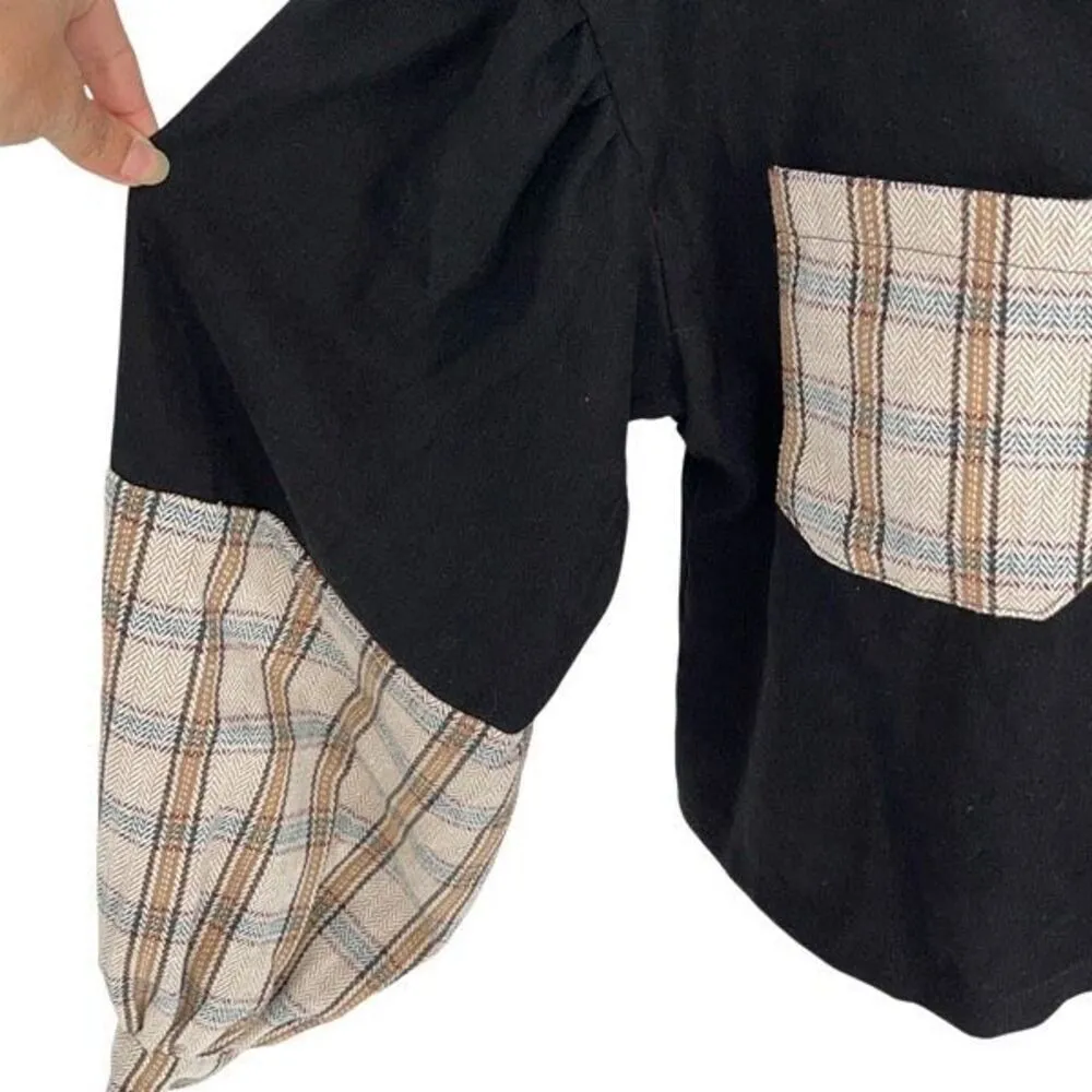 SHEIN Tartan Panel Corduroy‎ Crop Shacket Size Medium - Image 6