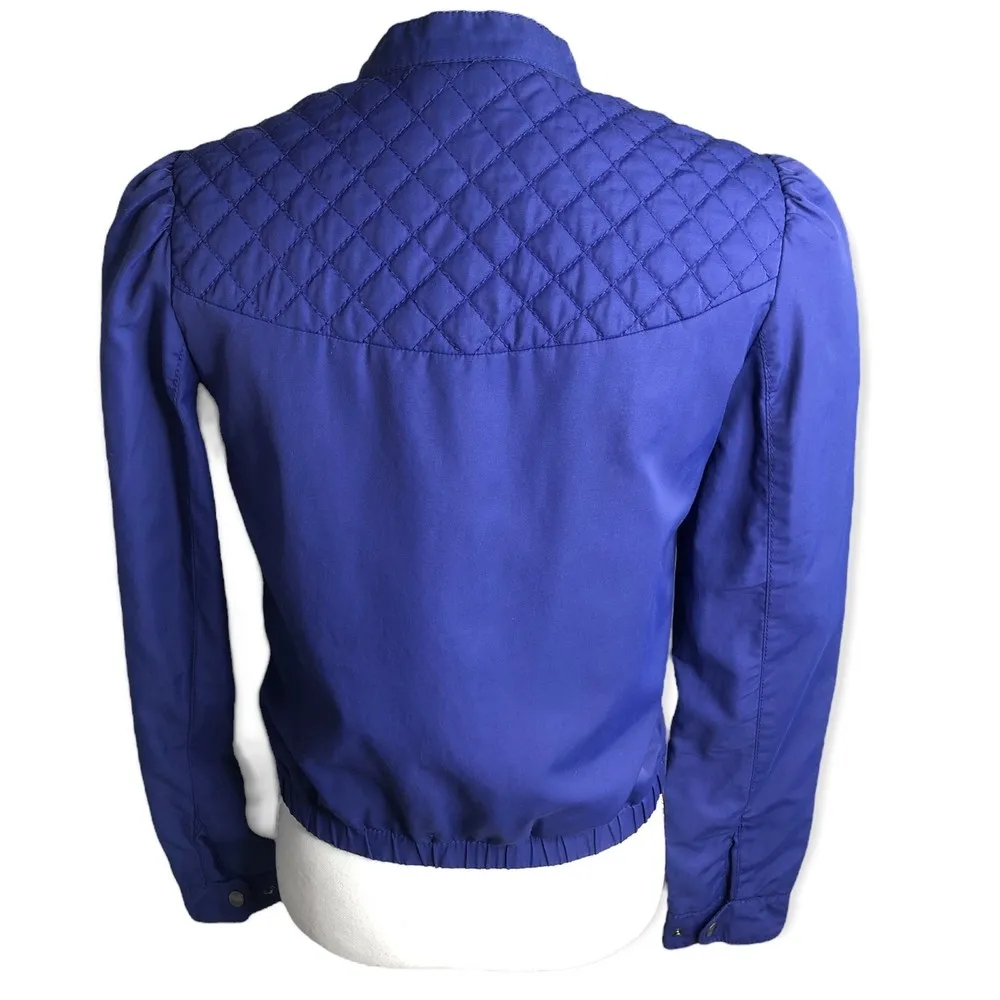 H&M Purple Cloth Moto Full Zip Up Quilted Jacket - Image 84