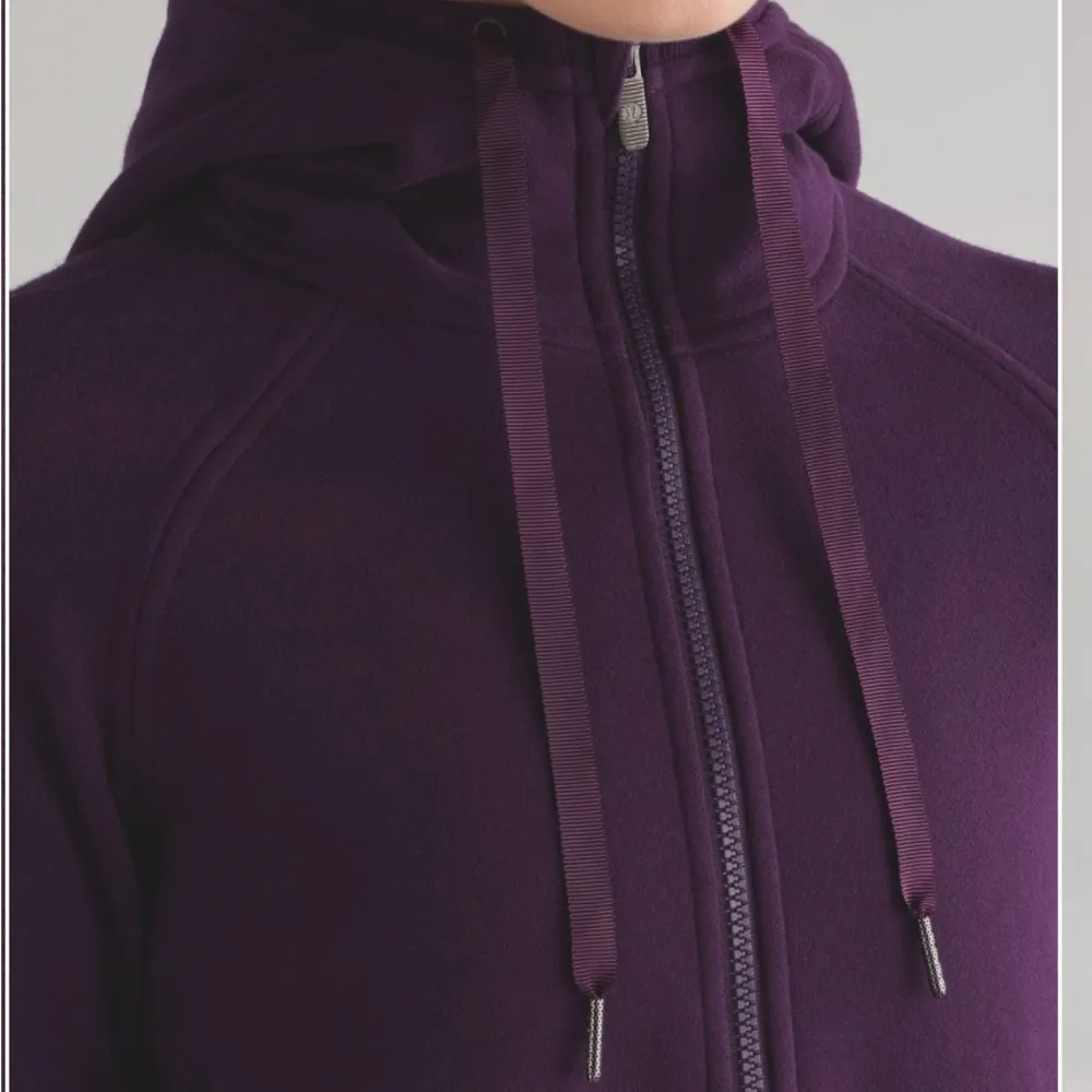 Lululemon Fleece Please Hoodie Zipped Sweatshirt Darkest Magenta Purple Size 4 - Image 2