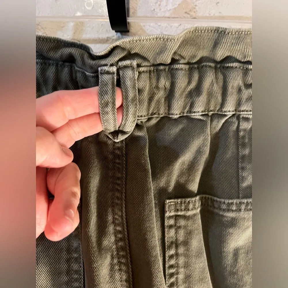 ZARA denim paper bag waist size 2 Adorable army green, baggy to slimmer ankle - Image 10