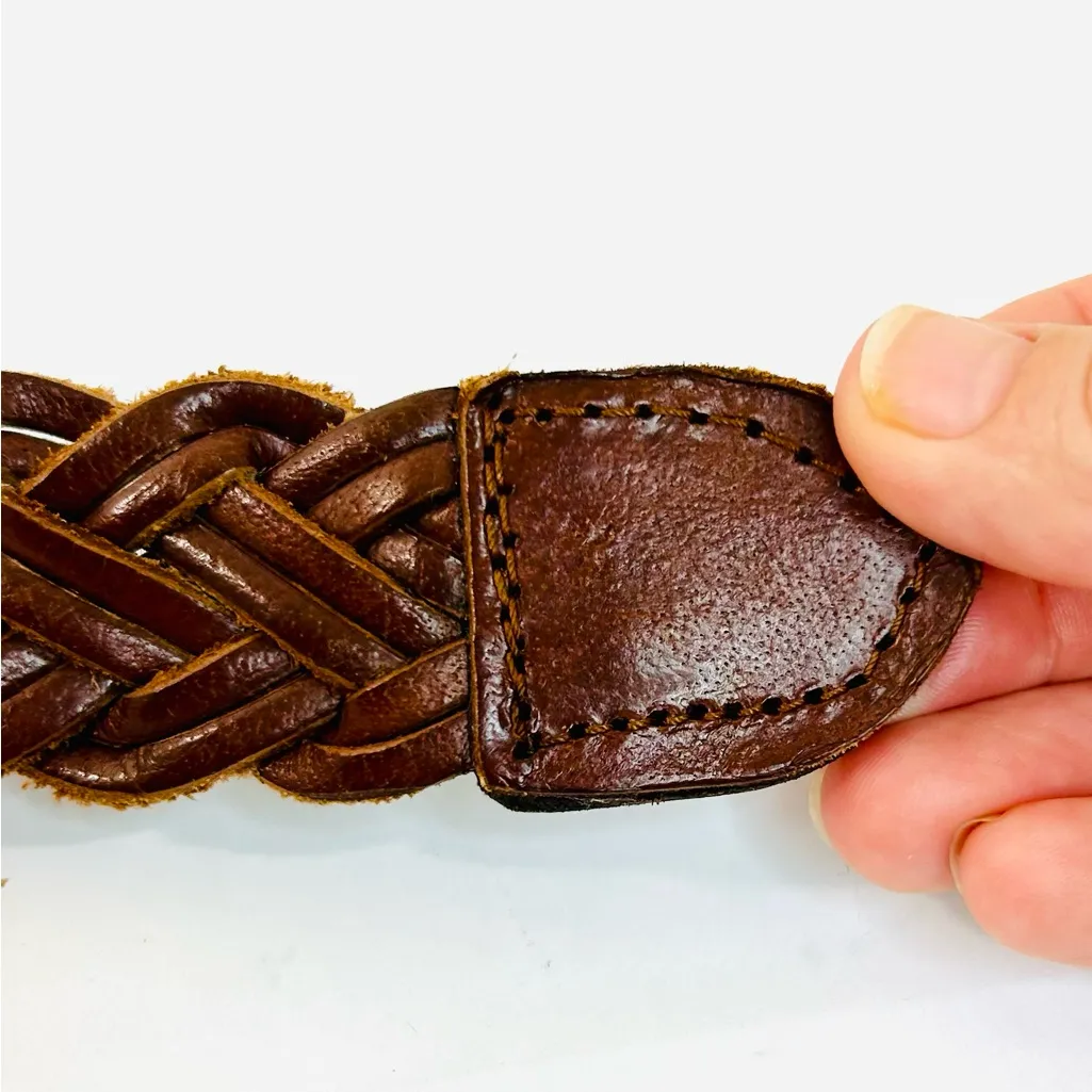 Brown Woven Leather Belt 38” - Image 7