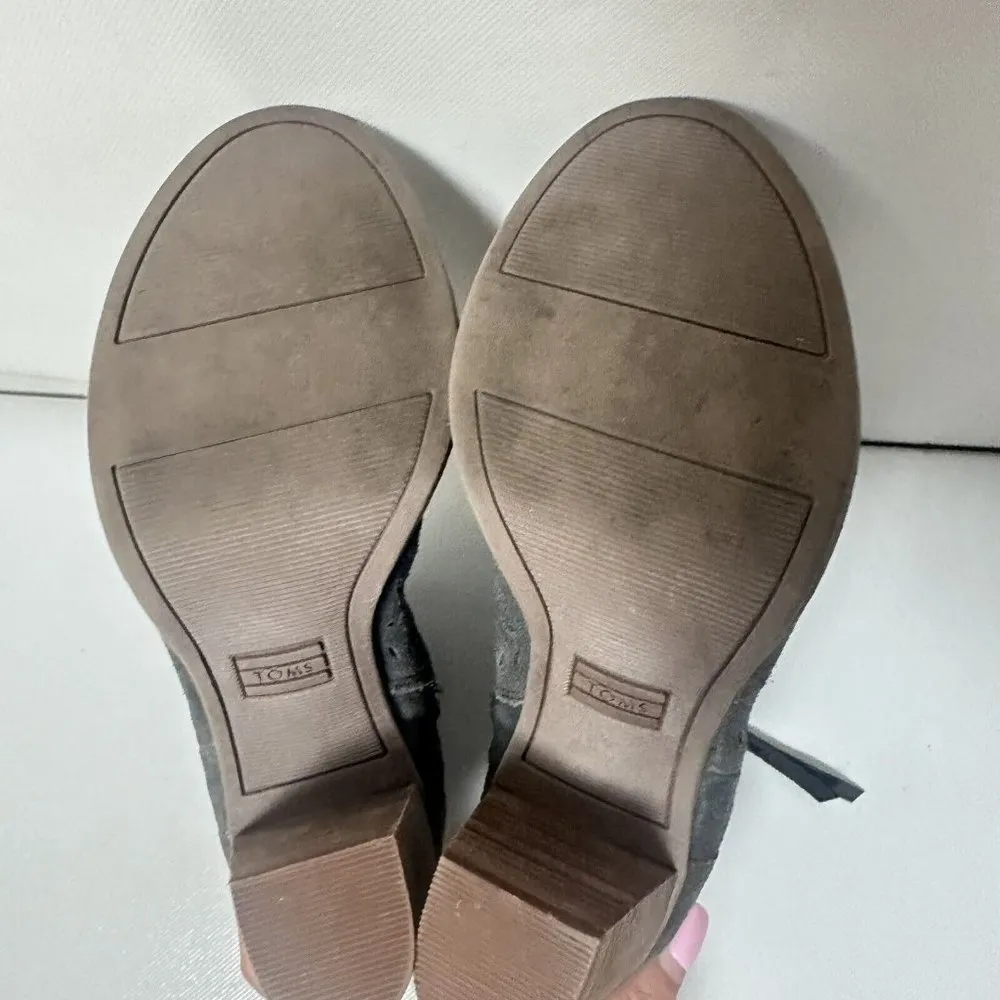 Toms Booties Womens 6 Majorca Suede Peep Toe Ankle Boots Boho Perforated… - Image 10