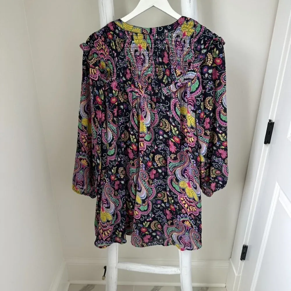 Anthropologie Vibrant Paisley Cover Up Tunic Top Size Medium - Image 4