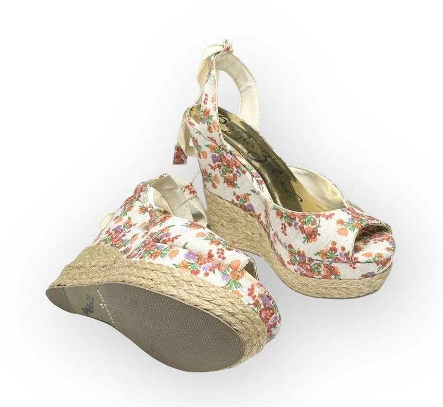 new Sergio Zelcer ❀ Platform Ankle Wrap Floral Print Sandal Espadrilles ❀ Cream Size 10 - Image 11