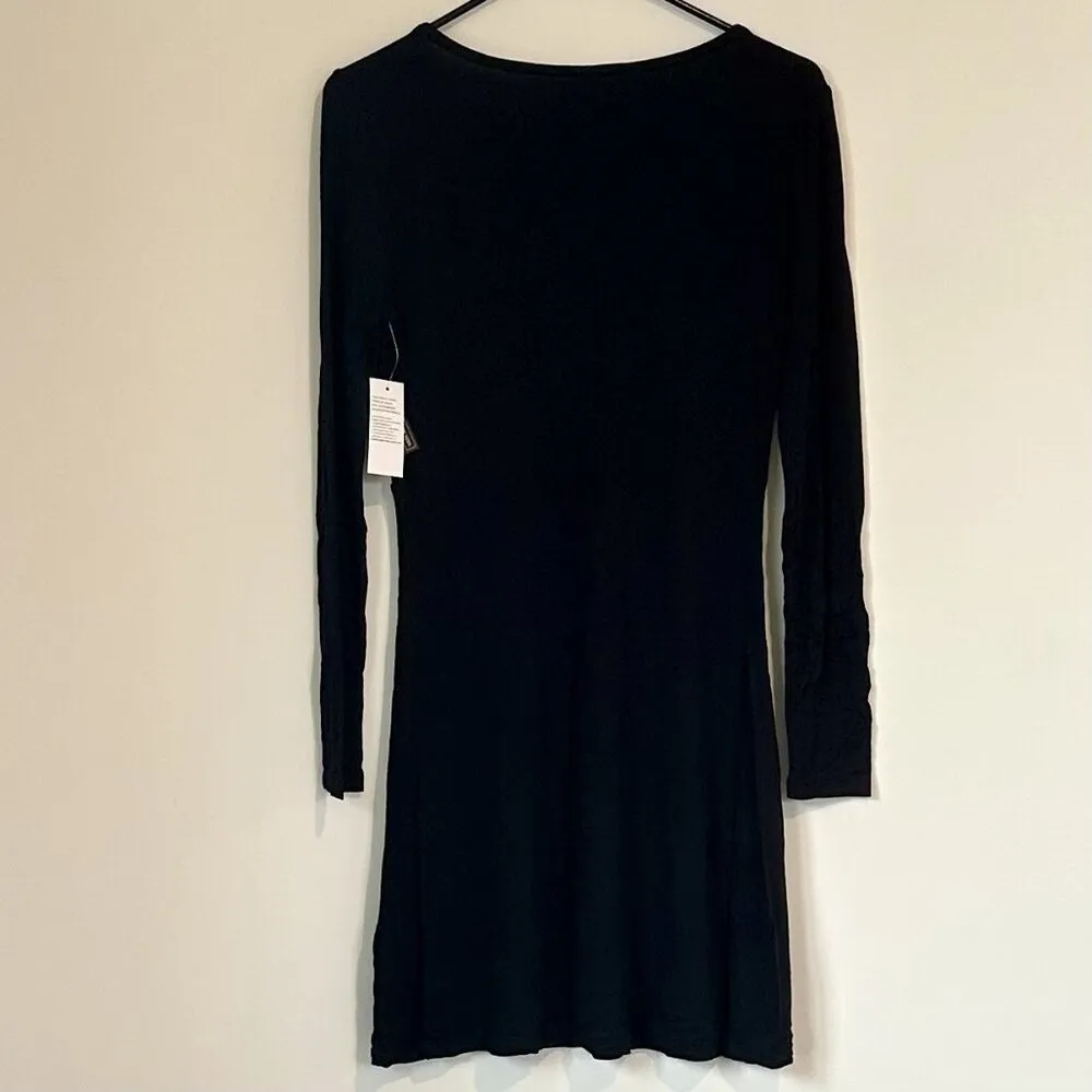 NWT BP by Nordstrom Black Long Sleeve V-Neck Sustainable Dress - Size: S - Image 6