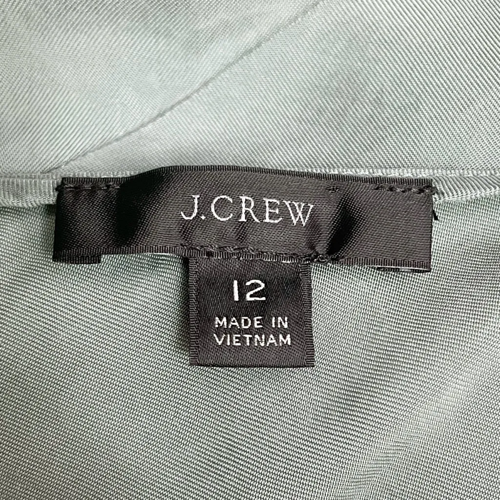 J. Crew Gwyneth Cupro Blend Slip Dress Sz 12 Slate Green Midi Sheath Minimalist - Image 8