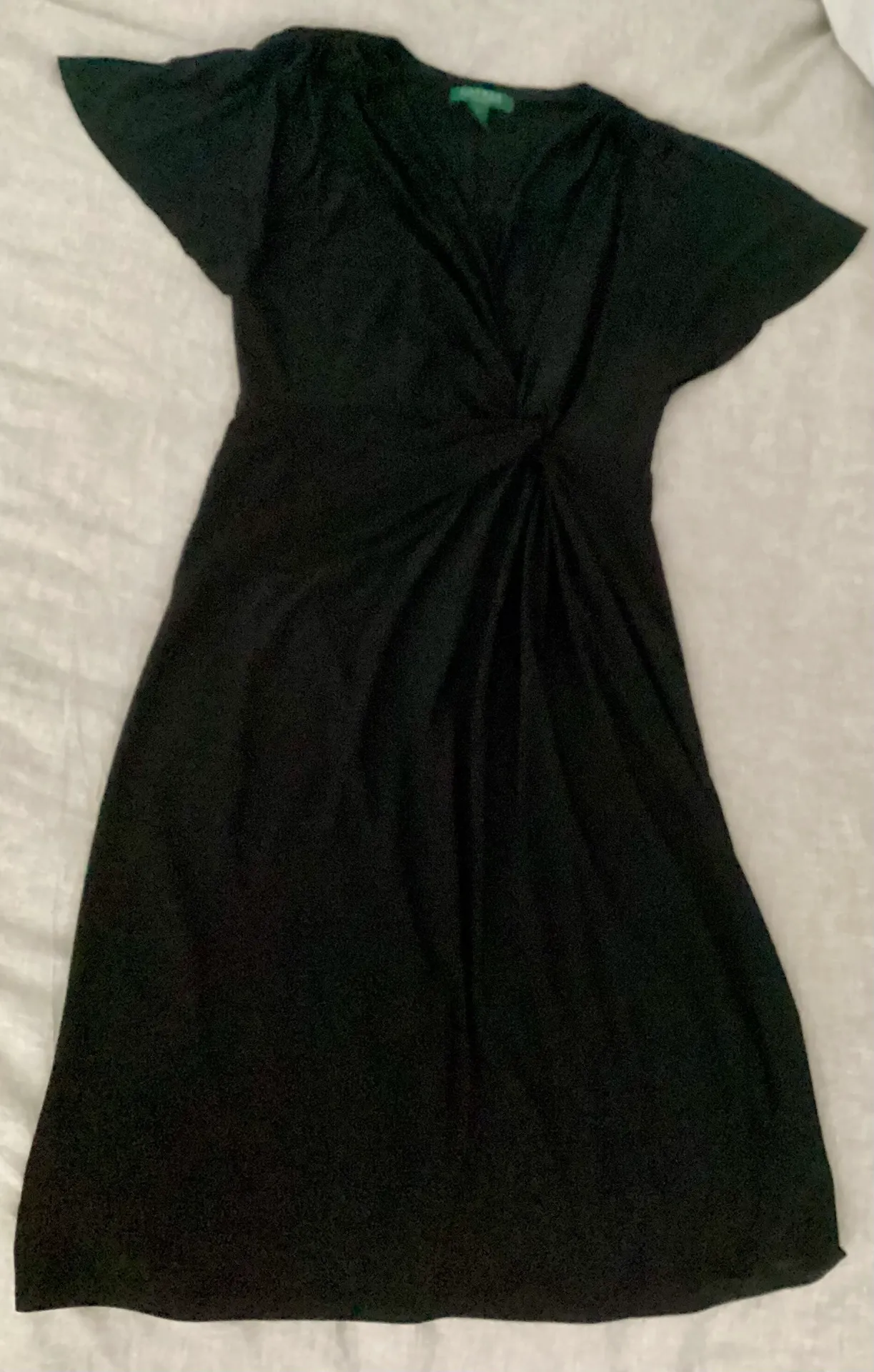 Lauren  Essentials Black Stretch Knot Front Dress Size 6 - Image 3