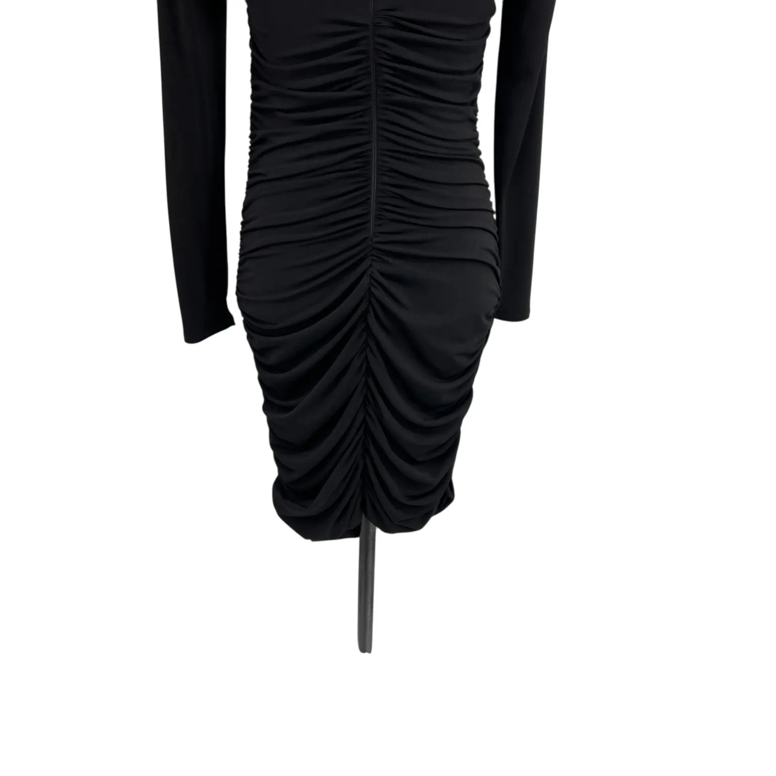 Nookie Charlize Mini Dress Long Sleeve Ruched Mock Neck Cut Out black Size Large - Image 10