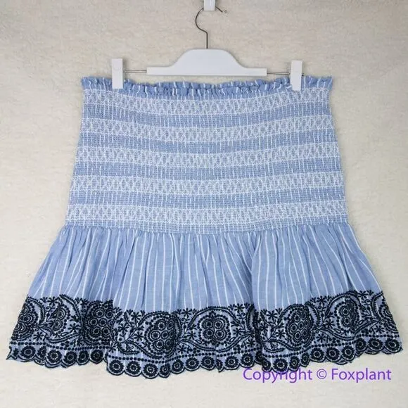 New! Anthropologie Maeve‎ Smocked Linen Mini Skirt, size XL - Image 10