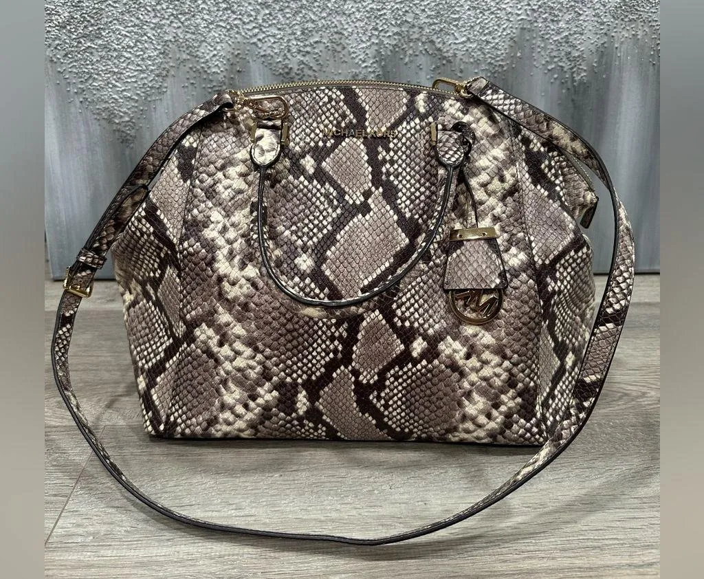 Michael Kors Large Embossed Leather Satchel Snakeskin - Image 2
