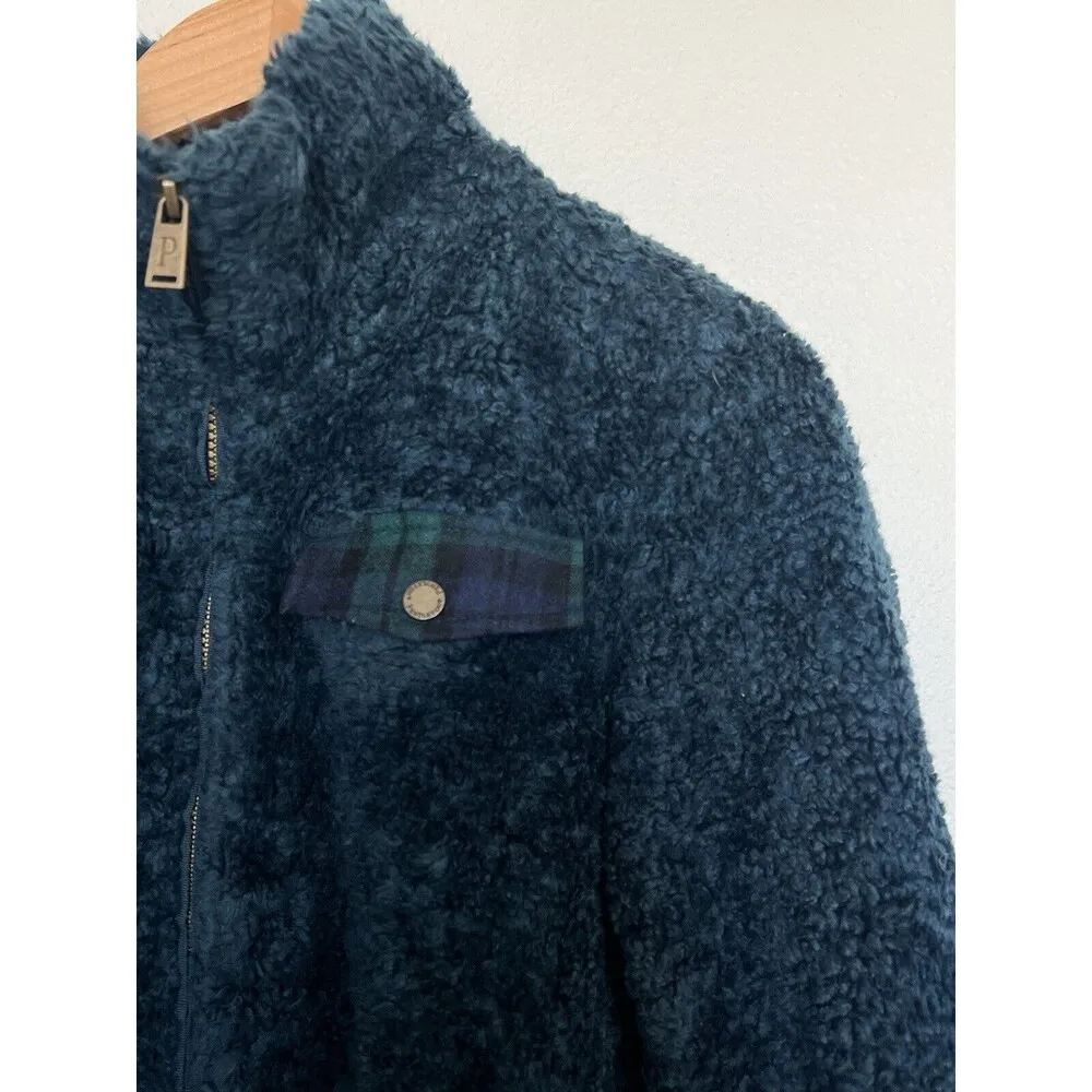 Pendleton Wool Blend Jacket M Blue Full Zip Snap Pocket Sherpa Fleece Outdoor - Image 4