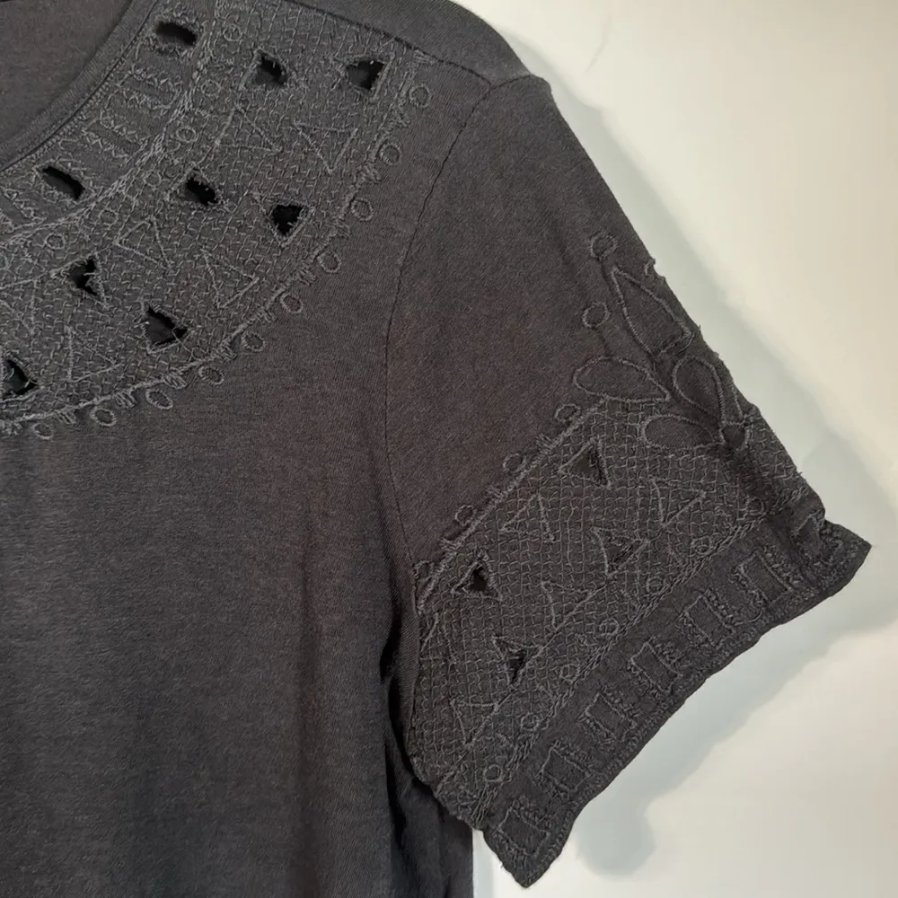 Embroidered Cut Out Top Dark Charcoal Size S - Image 6