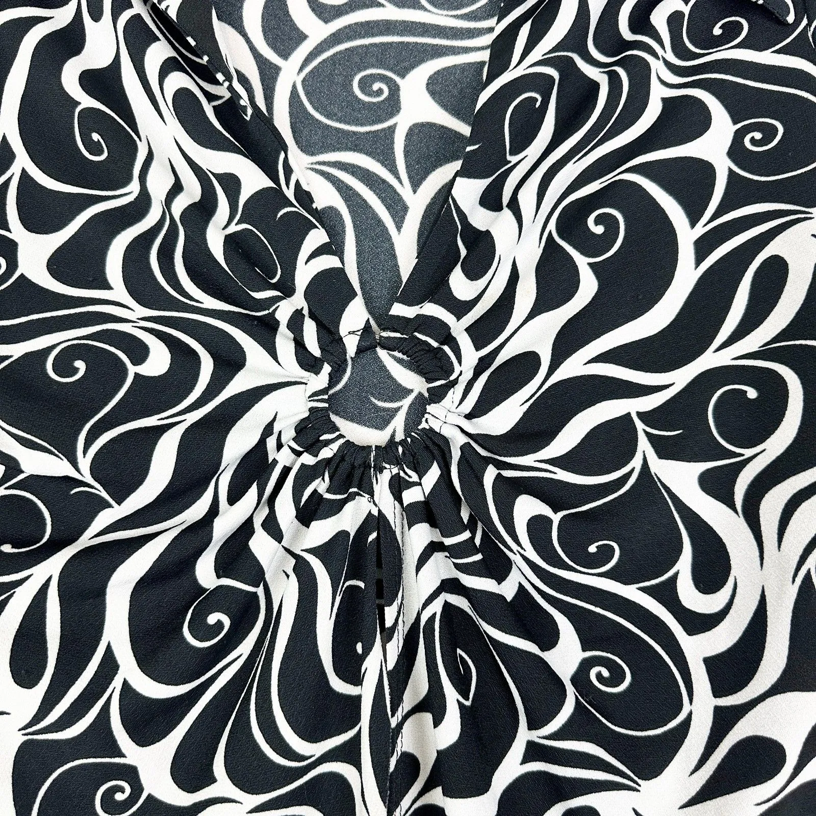 Vintage Poetry Y2K Babydoll Top Size Small Retro Swirl Open Slit Bottom Whimsy Black - Image 3