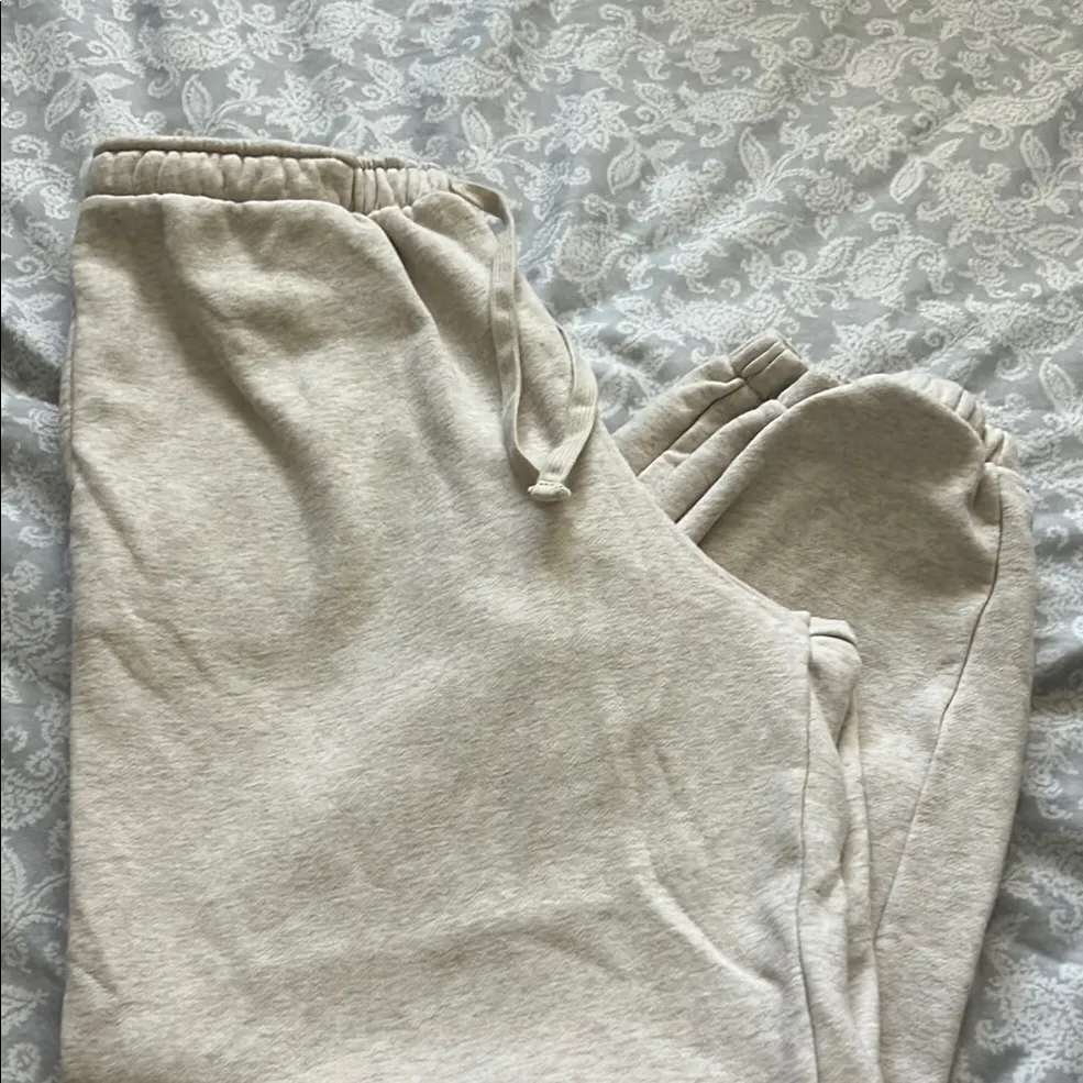 American Eagle Outfitters Cream Lounge Pants - Image 4