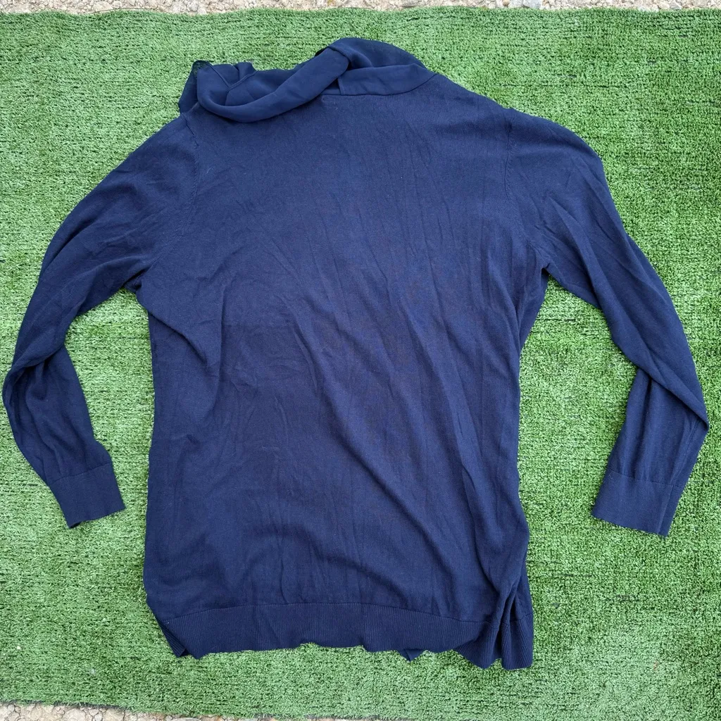 Lauren Ralph Lauren Navy Blue Open Front Waterfall Cardigan, Size 1X - Image 2