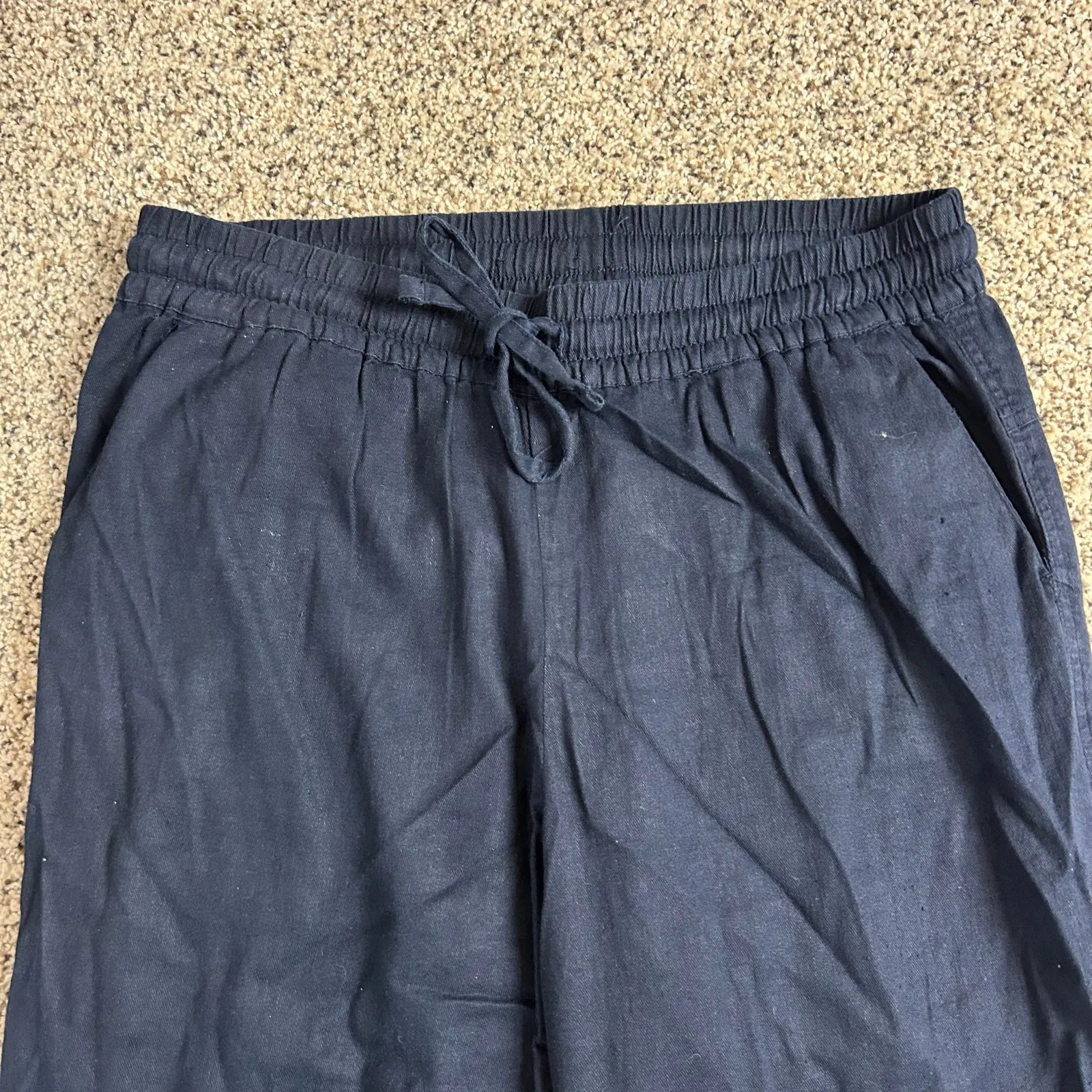 32 Degrees Cool Womens Linen Blend Pants Size Medium Blue Elastic Waist Comfort - Image 4