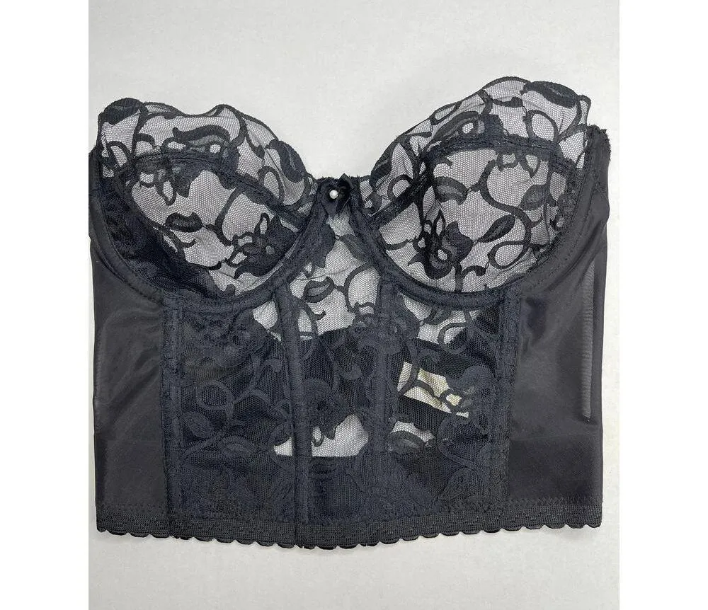 Vintage Victoria Secret Black Lace Corset Size 34C Gold Label - Image 3