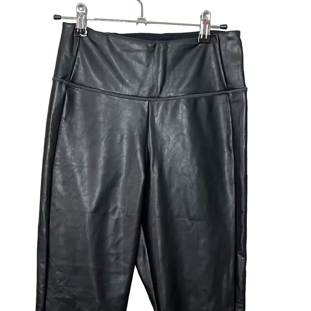 Athleta All Over Gleam Tight Vegan Leather Pants Black Size XS Cropped - Image 3