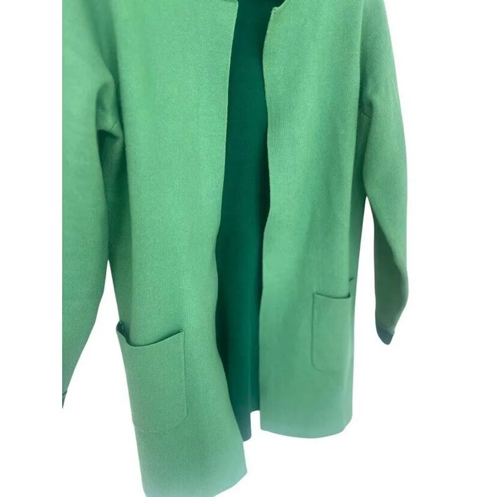 J Jill Cardigan Long Green Jade Front Pockets Jacket Blazer Size Small Career - Image 3
