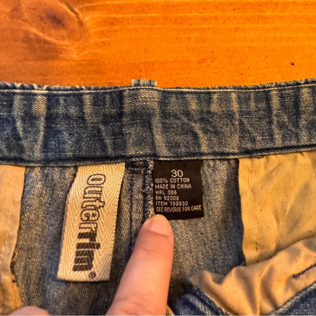 Outerrim womens high rise pleated vintage retro denim shorts blue 30 - Image 3