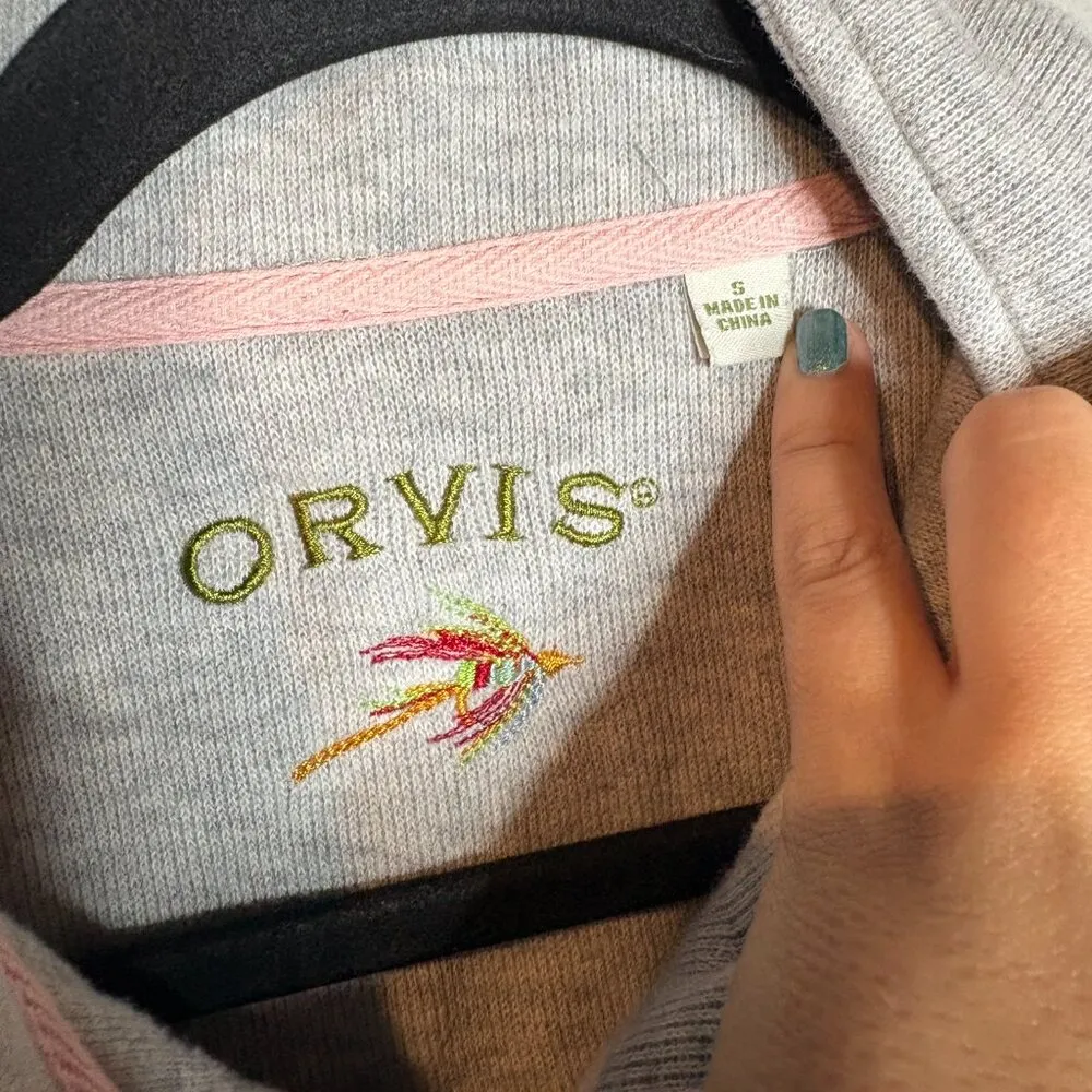 Orvis grey plaid flannel henley sweatshirt - Image 3