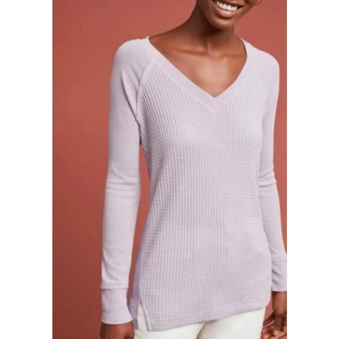Maeve by Anthropologie Purple Pearson Thermal Waffle Pullover - Size - Medium - Image 2