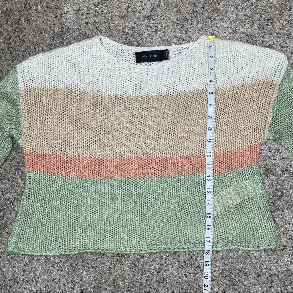 Minkpink Simone Multicolor Striped Colorblock Knit Sweater Small Fall Winter - Image 8