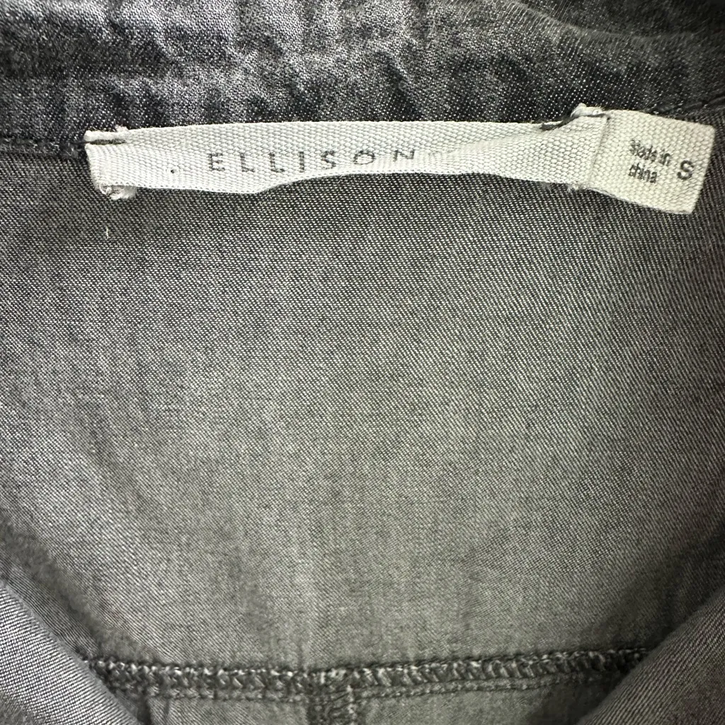 Ellison Gray Chambray Denim Shirt Dress Midi Long Sleeve Size Small - Image 3