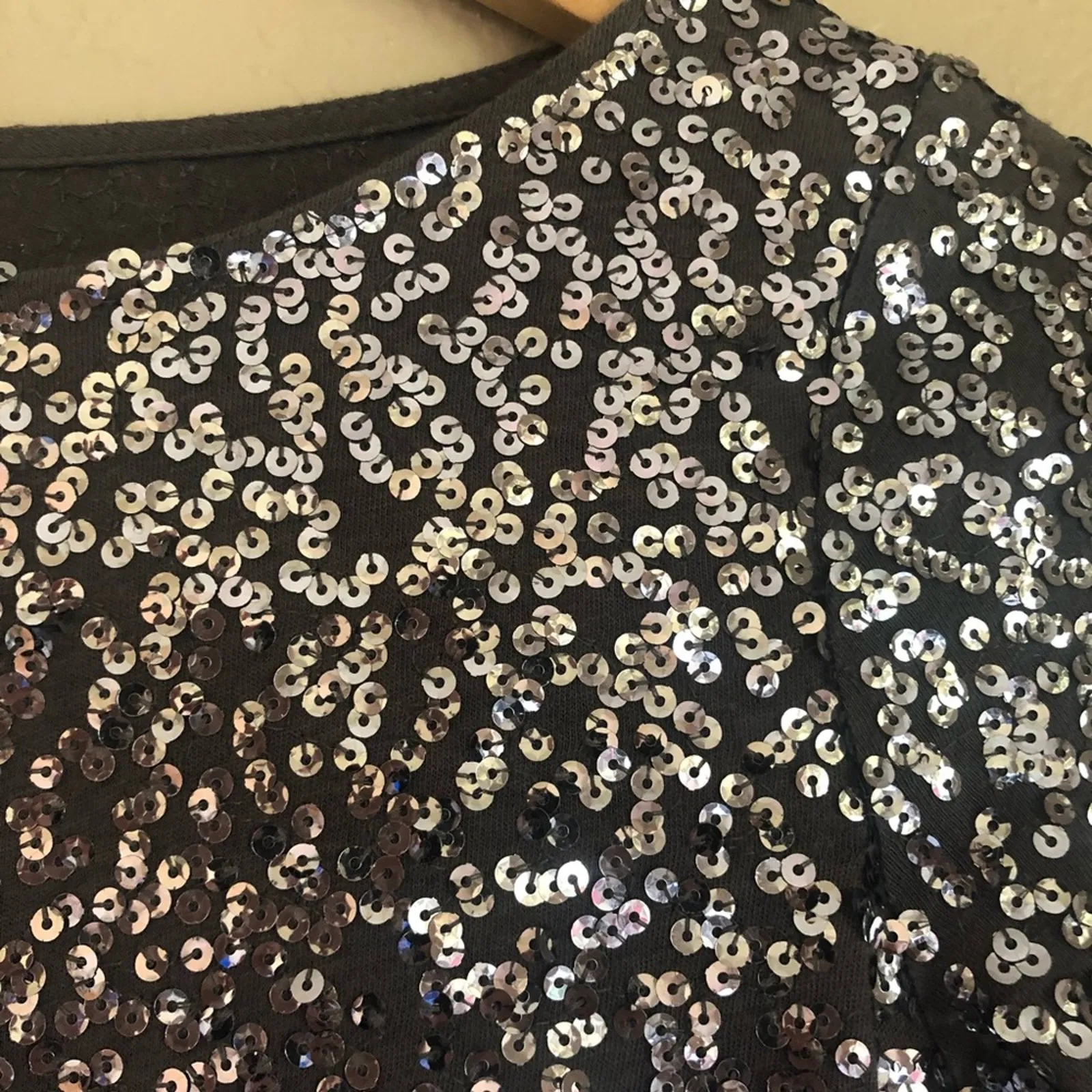 J. Crew Sequin Dark Gray Top Blouse XXS Oversized Preppy Glam Cocktail NYE Party - Image 3