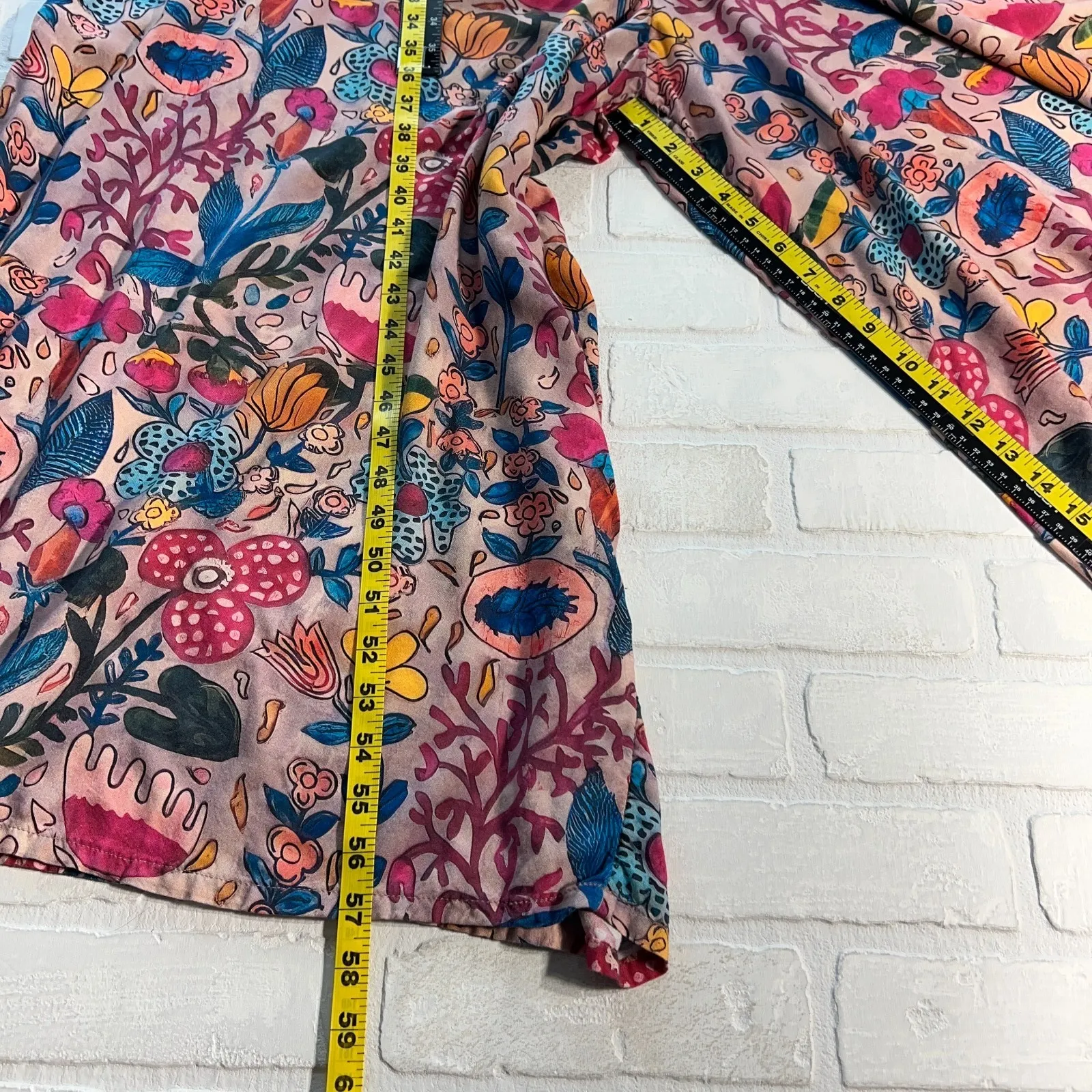 Natural Life Jumpsuit XL Pink Floral Wide Leg Boho Feminine Colorful Hippie - Image 13