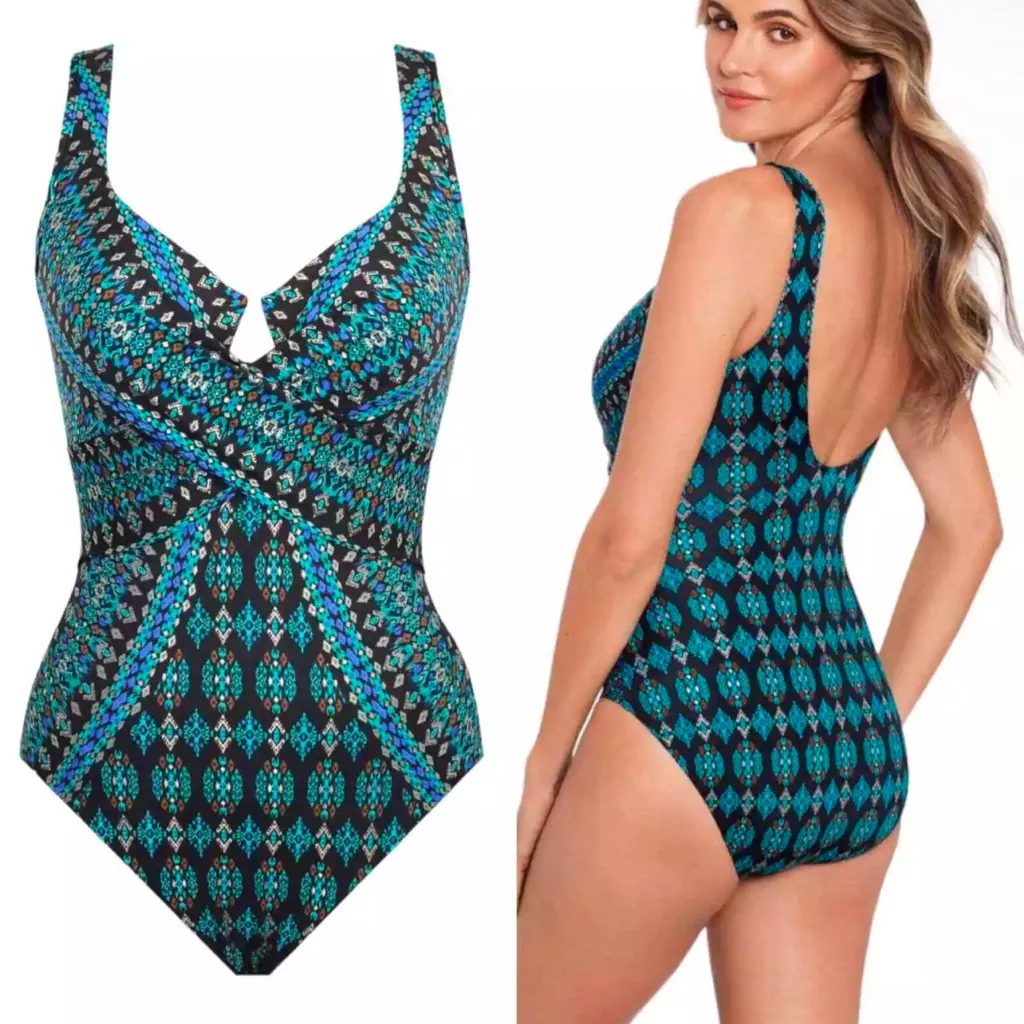 New! Miraclesuit Amarna‎ Criss Cross Escape One Piece Swimsuit Sz 8 $200 - Image 3