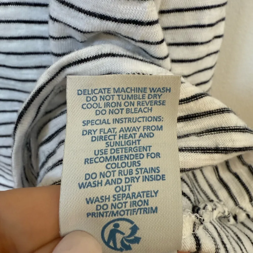 BODEN Black/White Striped Pom Pom Sleeveless Swing Top Size 8 100% Cotton White - Image 8