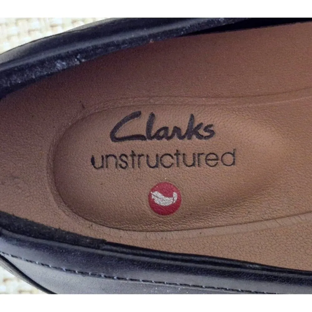 Women's Size 7 Clarks Un Blush Cove Black Leather Ballet Flat Buckle Toe Comfort - Image 12
