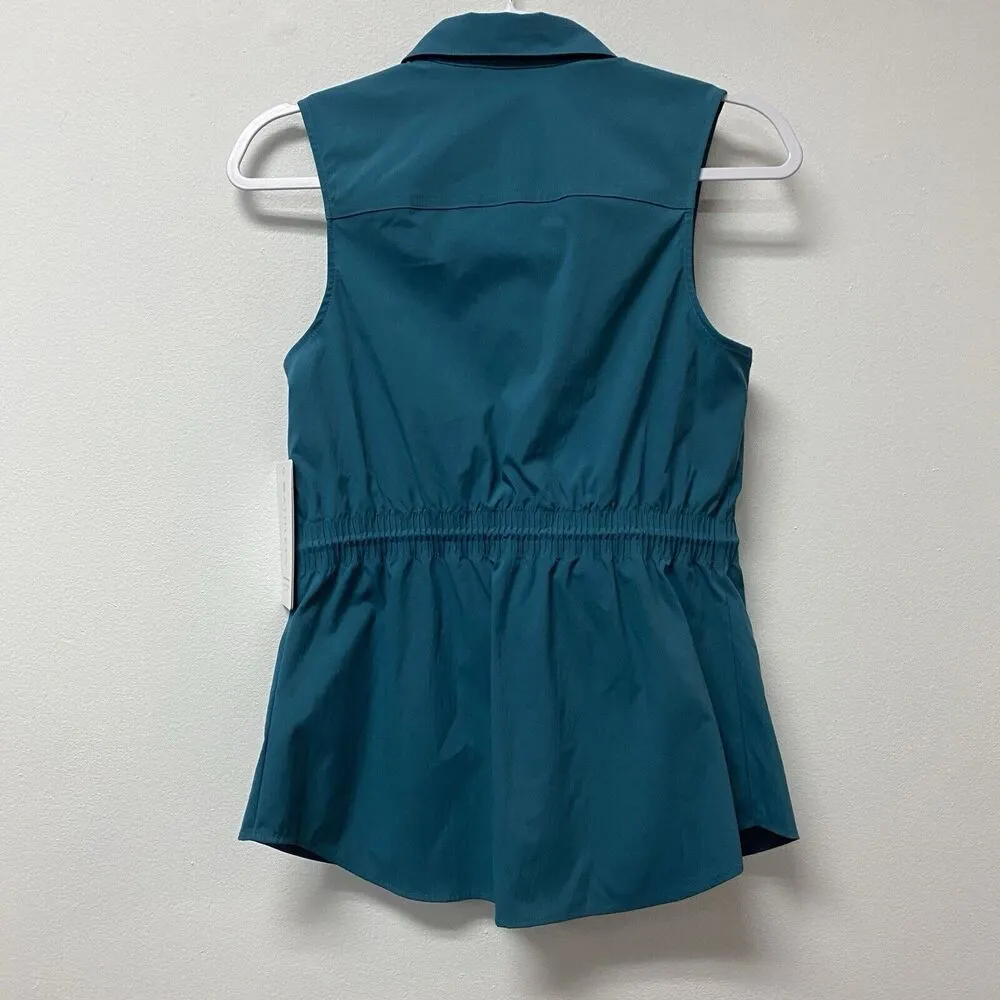 Athleta Women's Levitate Poplin Tank Size XS TP Borealis Blue Green Top Blouse - Image 7