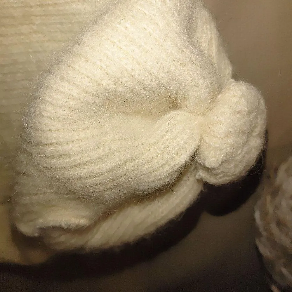 Handmade Vintage Cream Wool Beanie Hat Woven Fringe Scarf Giulia Biondi Italy - Image 14