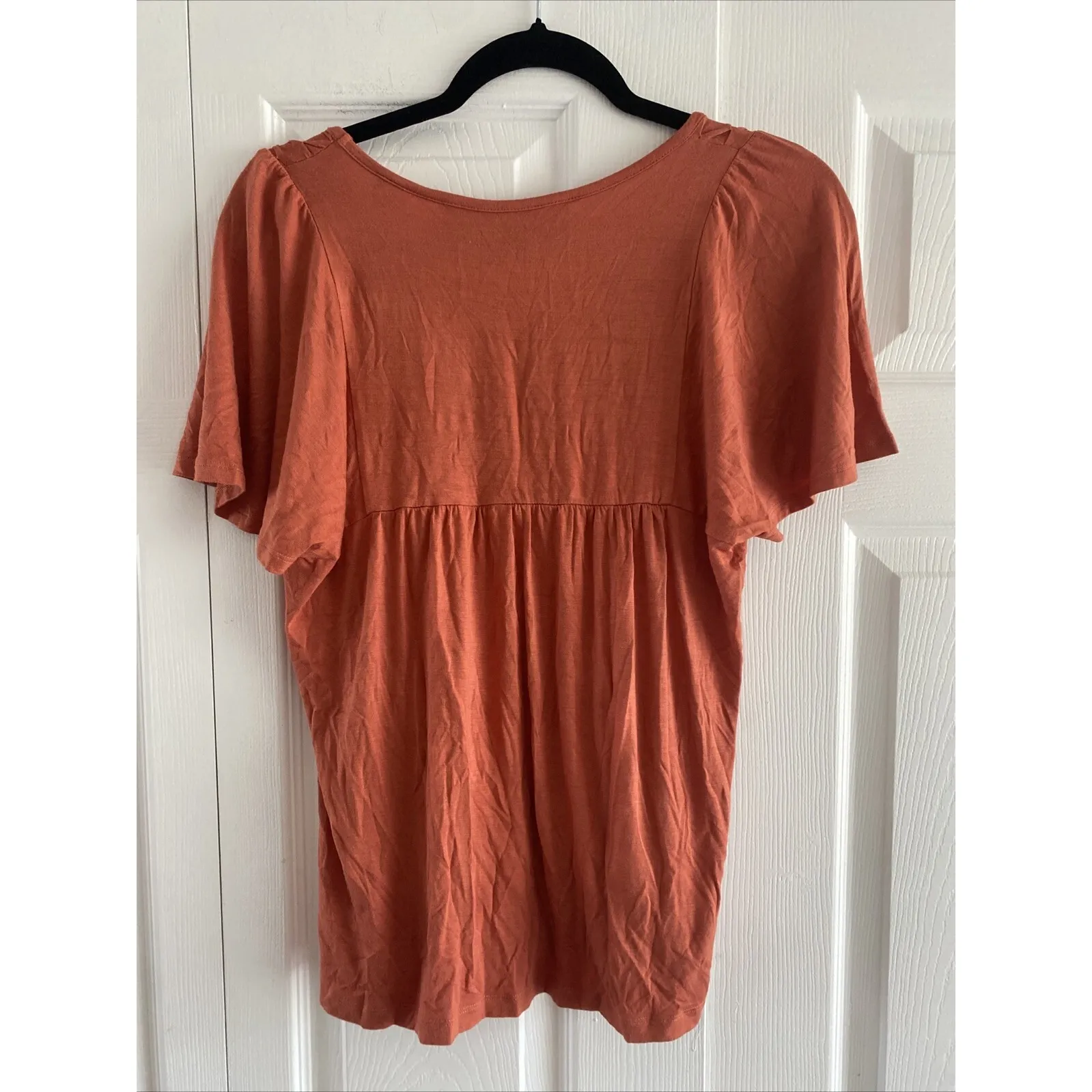 WYL Women's Small Orange Rust Blouse‎ Boho Fall Round Neck Top - Image 5