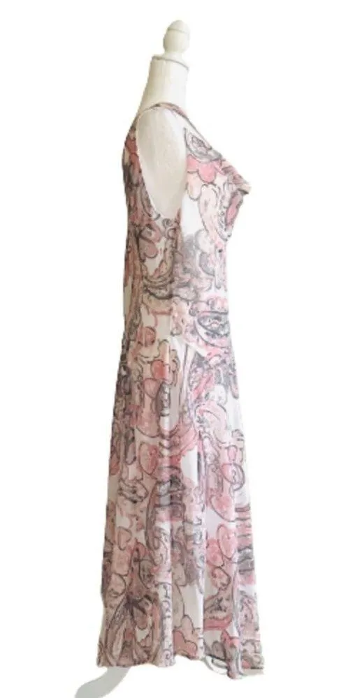 Bobbie Bee Midi Dress Pastel Floral Paisley Drape Neck Sleeveless Dress Size 14 - Image 4