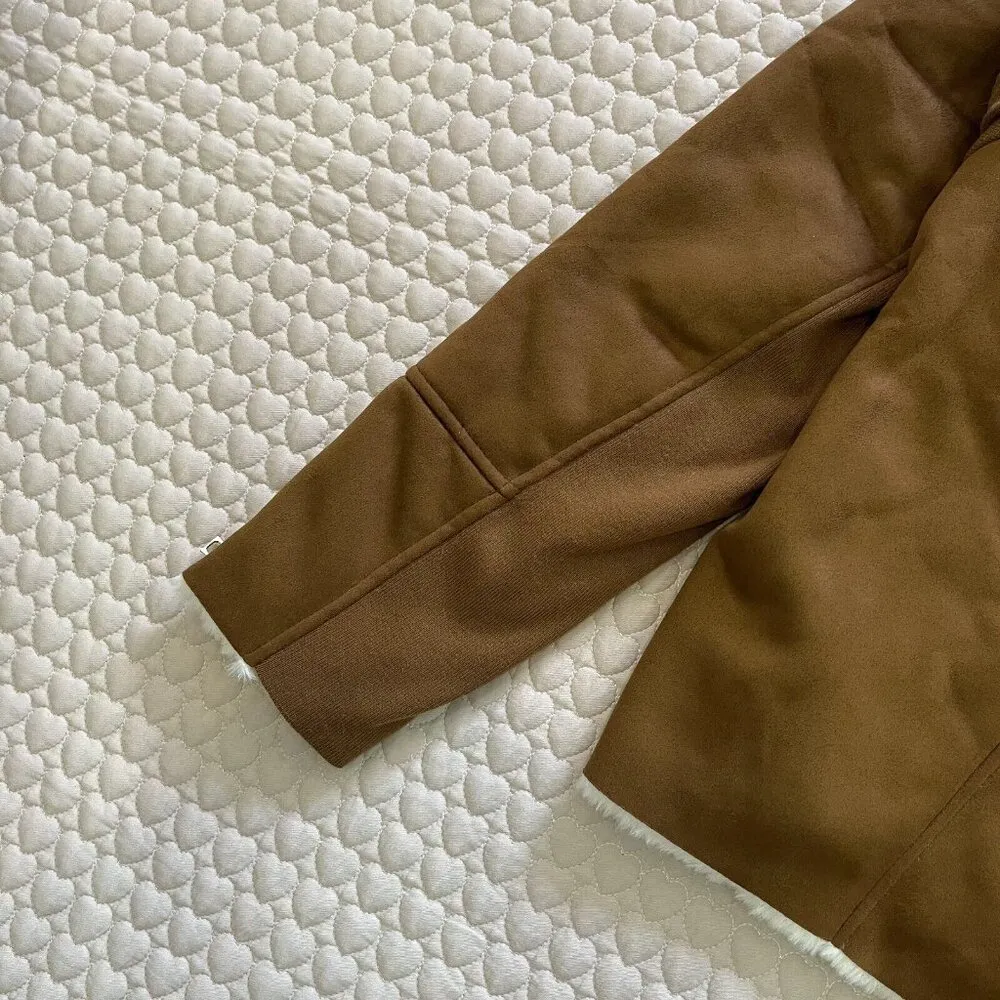 NWT Women's RIVER ISLAND AVIATOR FAUX Sheepskin JACKET UK Size 14 - Image 9