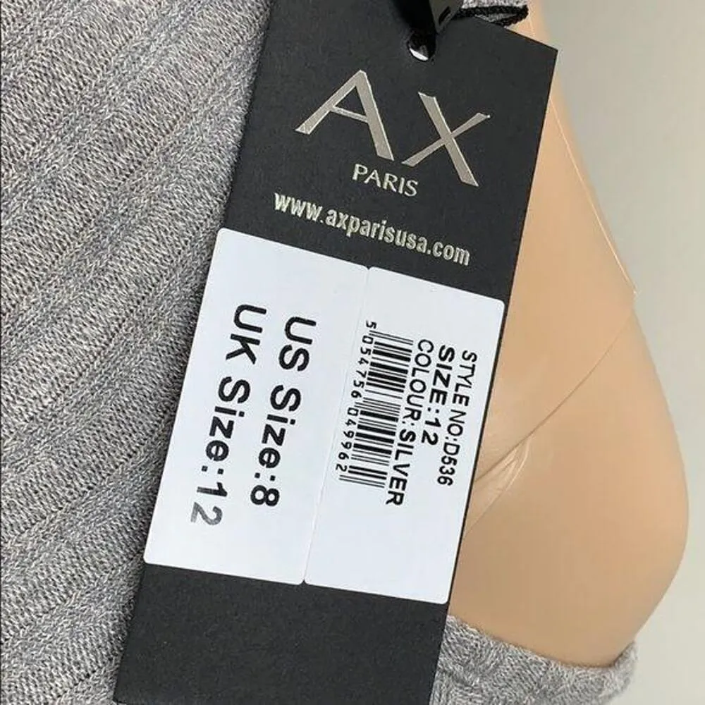 Womens Bodycon Dress Cold Shoulder Ribbed Knit Gray Silver Size 8 - Image 7