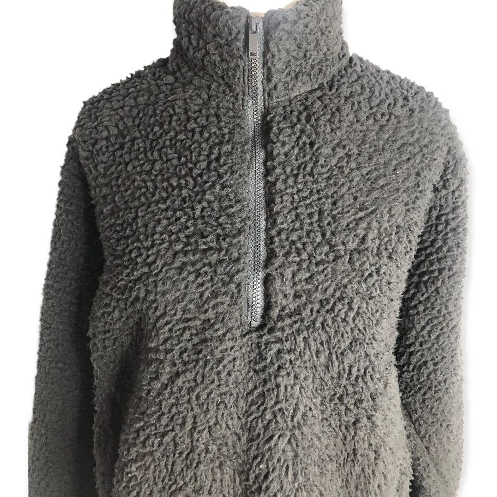 Express One Eleven Half Zip Sherpa Fleece Varsity Pullover Jacket - Image 4