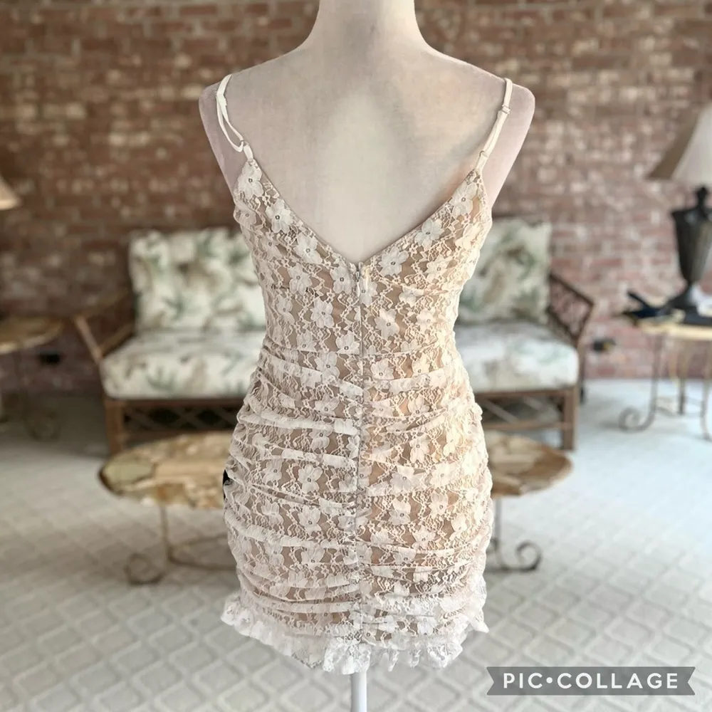 NWT Lulus Frilled To Be Here Dress Lace Lace Ruched Mini S Cocktail Party Grad - Image 10