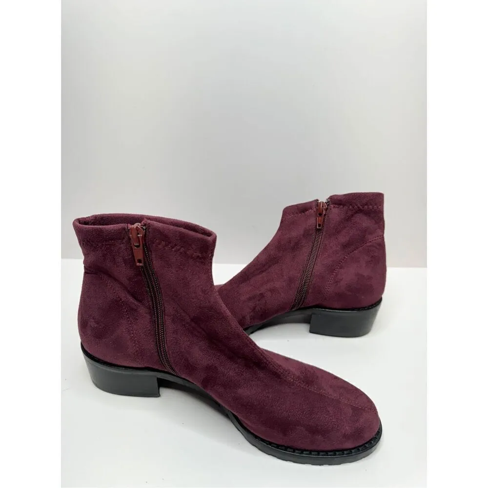 Ron White Boots Size 5.5US 36EUR Wine Giorgi Stretch Side Zip Ankle Booties Red - Image 7