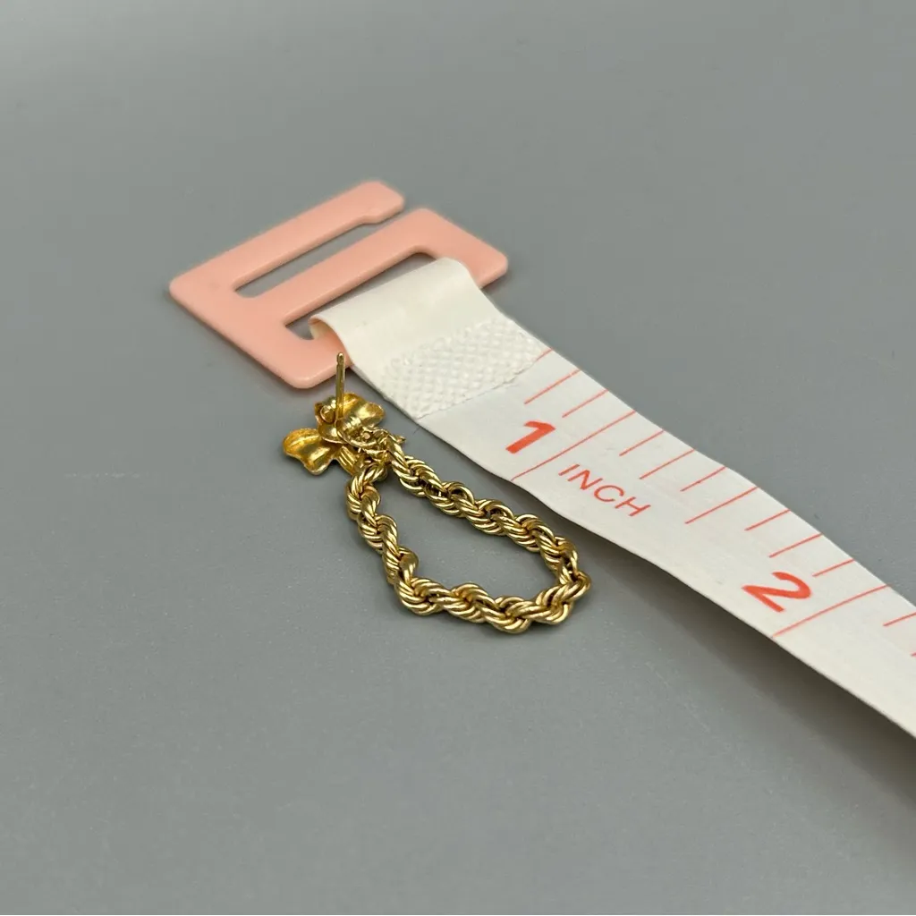 14K Gold Bow Chain Dangle Earrings - Image 10